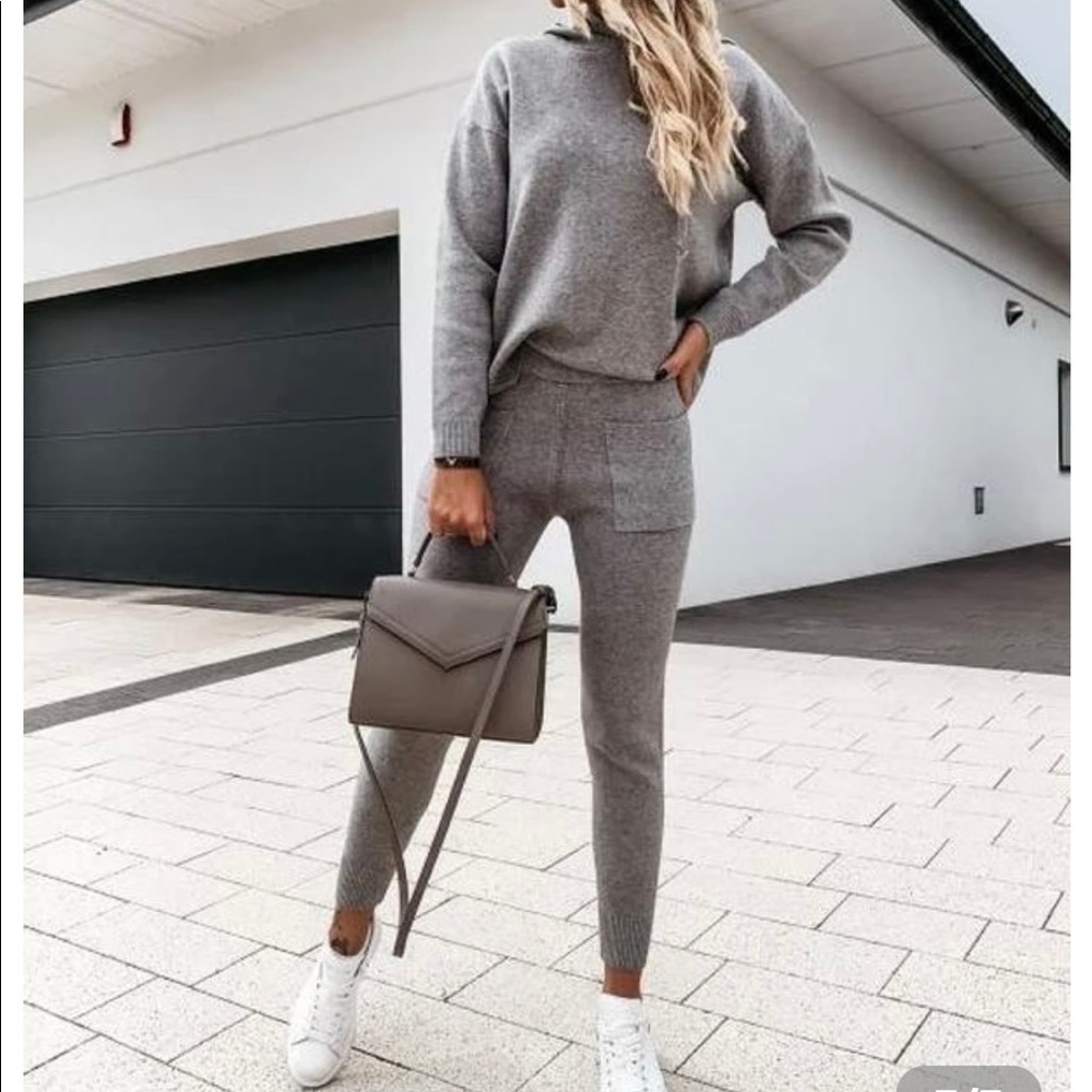 Gray sweater and leggings set